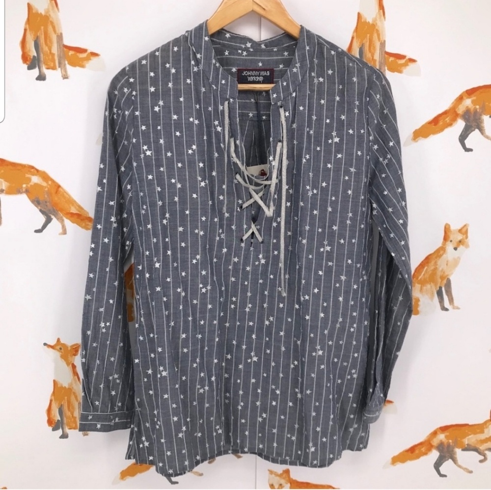 Johnny was  metallic star  top